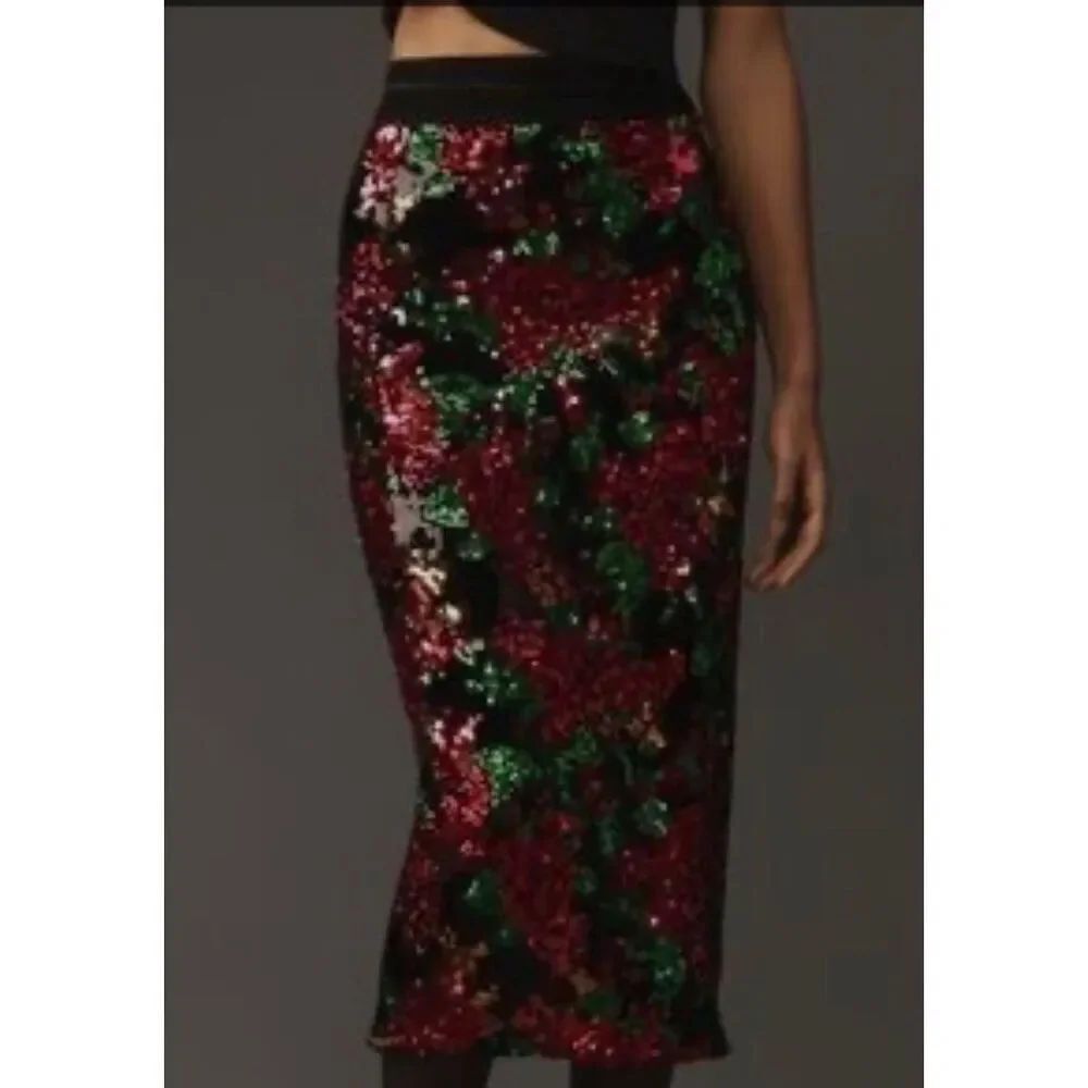 Le Superbe Liza Midi Sequin Skirt in Rose all Night NWT Size XS